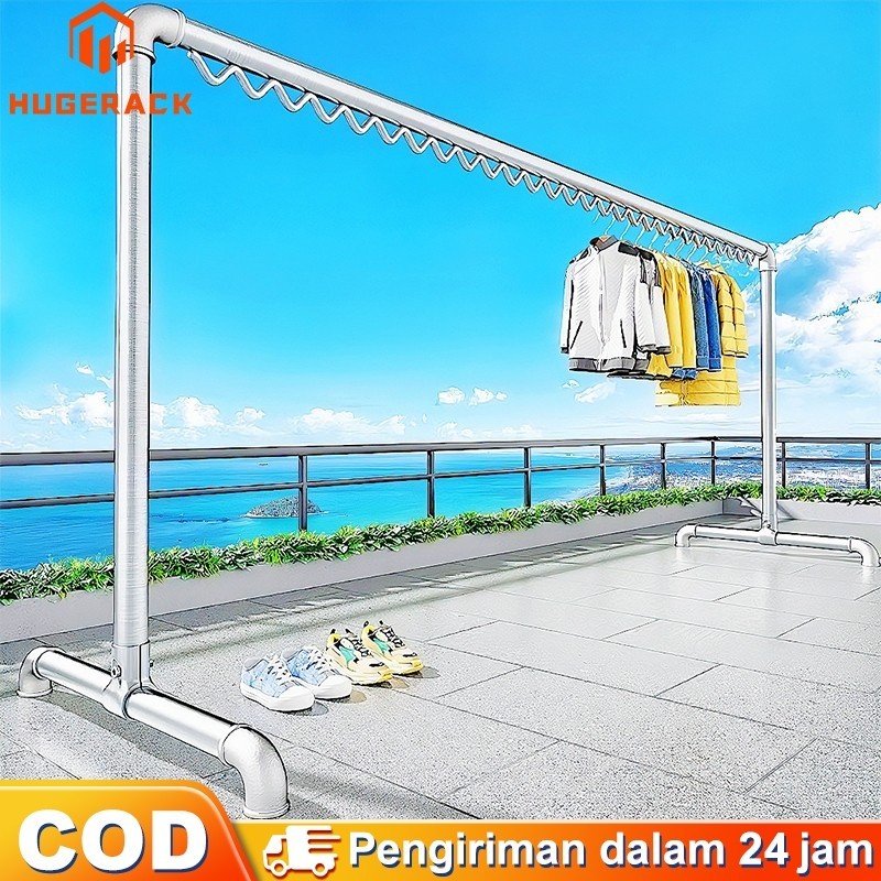 Rak Baju Gantungan Stand Hanger Besi Gawang Baju Jemuran Pakaian Jemuran Baju