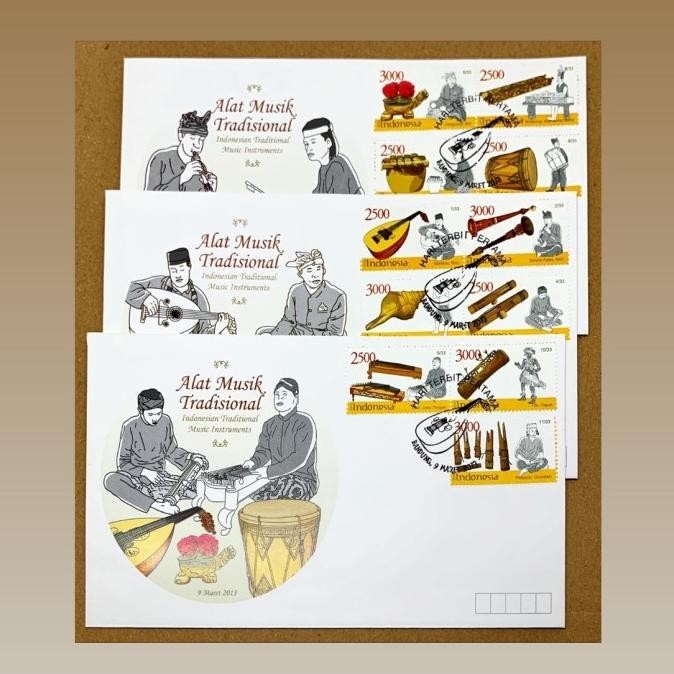 

Indonesia 2013 Shp Alat Musik Tradisional Seri-1. 3Buah Set. Berkualitas