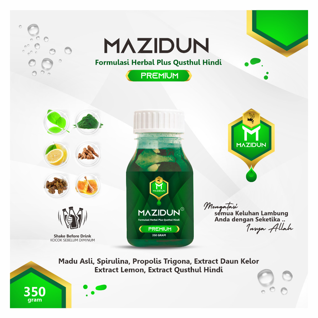 

MAZIDUN MADU HERBAL LAMBUNG, GERD, MAAG PLUS QUSTHUL HINDI 350 GR