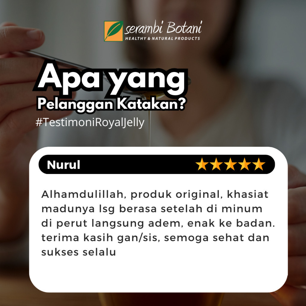 

MADU ASLI MURNI ROYAL JELLY 240 GRAM SERAMBI BOTANI STANDAR INTERNASIONAL