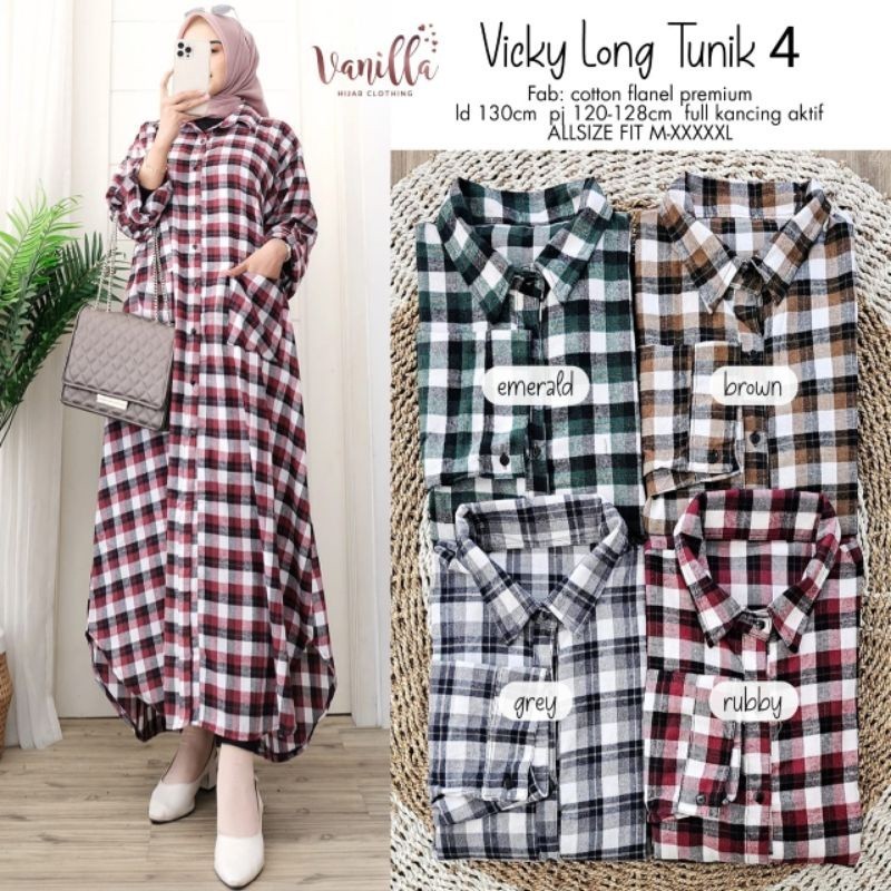 [ONLINE EXCLUSIVE] VICKY LONG TUNIK #3 #4 COTON FLANEL PREMIUM by VANILLA