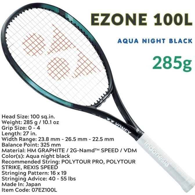 Yonex Ezone 100L 285G Aqua Night Black - Raket Tenis Terbaru