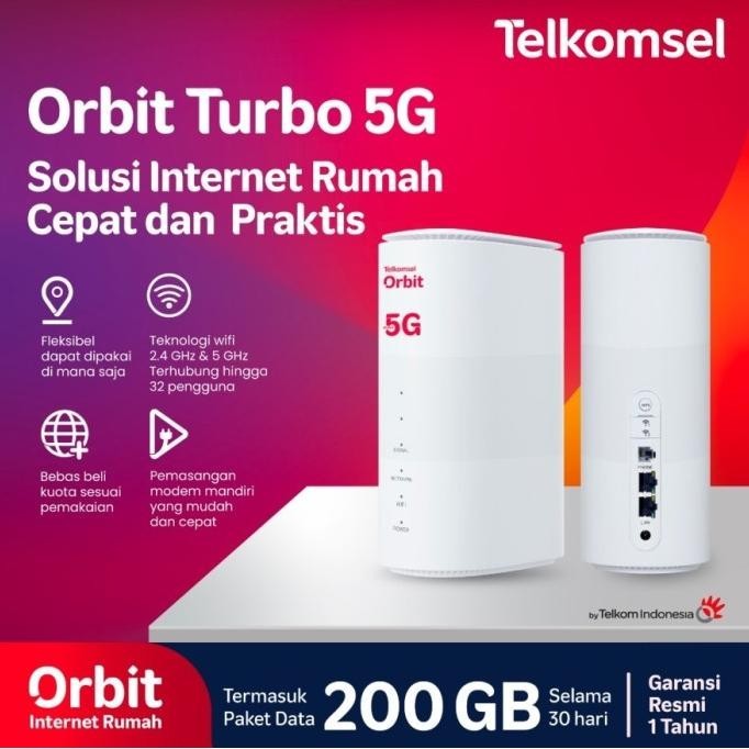 BARANG TERLARIS Telkomsel Orbit Turbo 5G WiFi High Speed Bonus Data 200GB