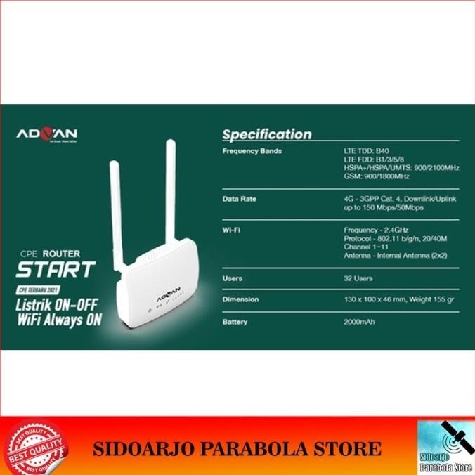 BARANG TERLARIS Router Wifi 4G LTE Free Perdana Telkomsel 150GB Advan Start CPE Orbit