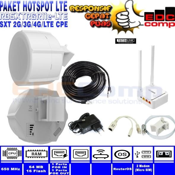 BARANG TERLARIS Paket Hotspot 4G LTE SXT-LTE Kit + WIFI Router Indoor/Outdoor
