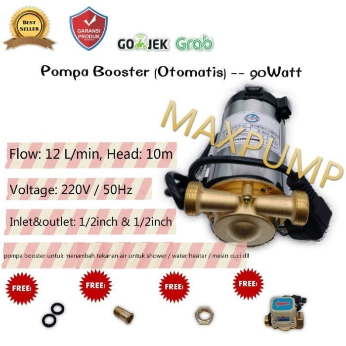 Pompa Pendorong Pompa Air Booster Pump Low Watt 90W Pompa Dorong Auto