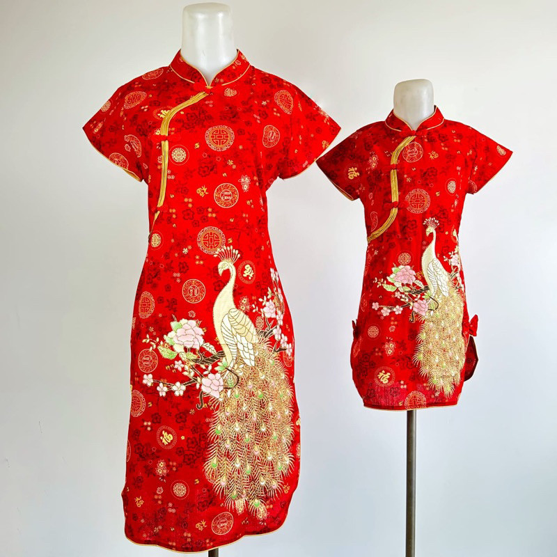 Dres Chongsam Wanita Dewasa Imlek Cantik 2023 Gaun Sangjit Tiongkok Motif Perempuan Baju Kondangan S
