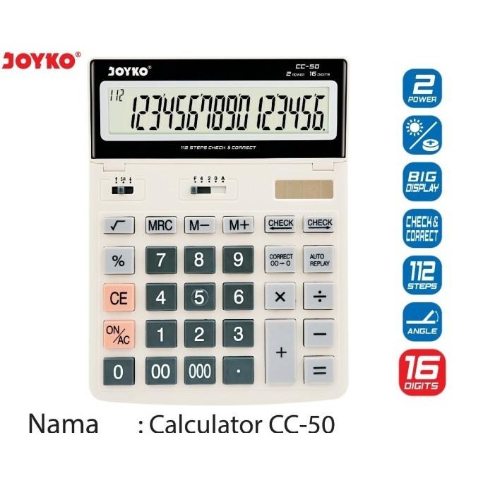 

Terbaik! Joyko CC-50 Calculator 16 digit angka / Kalkulator / 16 Digits jumbo
