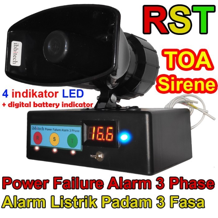 ALARM MATI LISTRIK 3 PHASE SENSOR LISTRIK PADAM MATI LAMPU TOA SIRENE