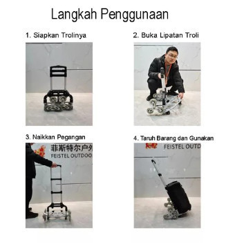 Trolly Roda 6 Dorong Troli Tangga Angkut Barang Troli Lipat Aluminum