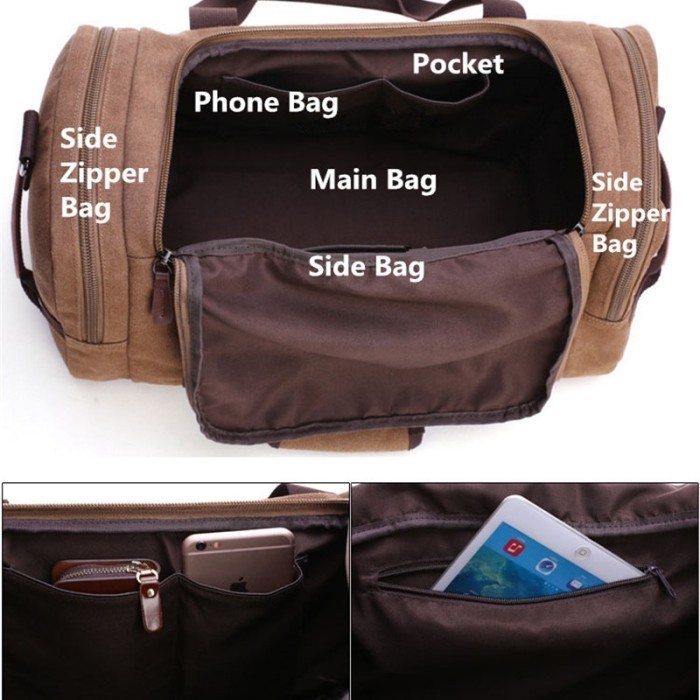 Tas Travel Bag Selempang Kanvas Pria - Tas Pakaian Jinjing Pria 8830