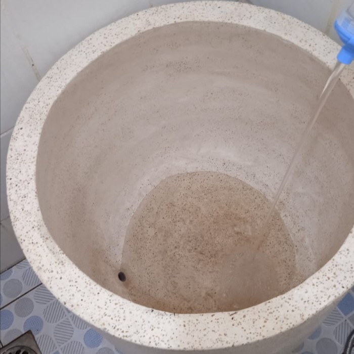 Gentong Air Batu Alam+Tatakan 60X49 Bak MandiBak Air Kamar Mandi