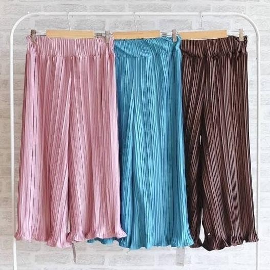 CELANA KULOT WANITA MUSLIM HIJAB OOTD BAHAN PRISKET WARNA SEGAR