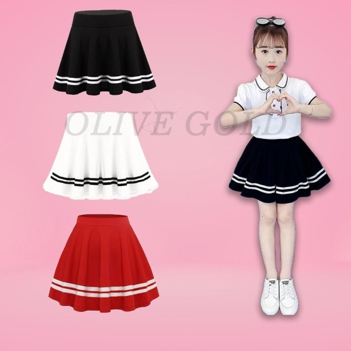 6,6 Rok Dek Anak Korea Rok Ni Anak Jepang Hitam Putih Merah Garis