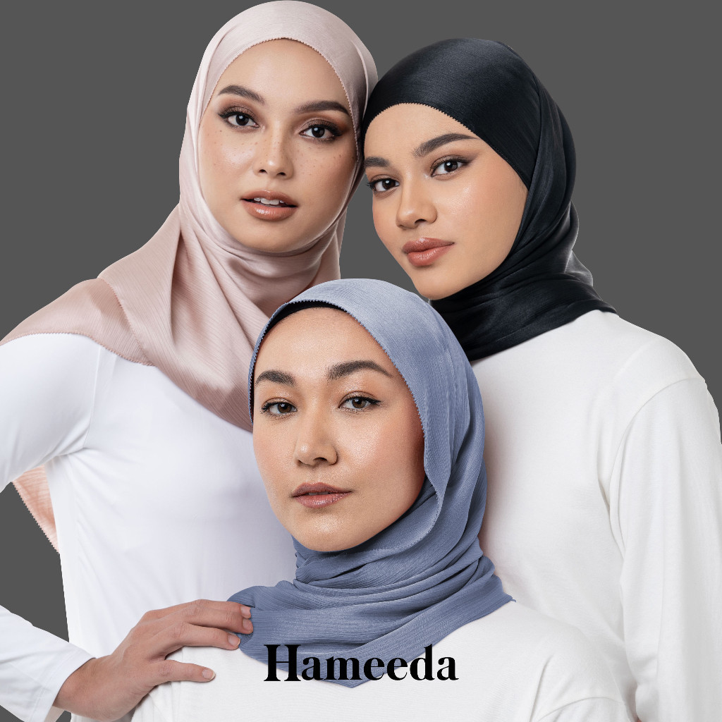 Hameeda - Duha Crinkle Silk Pashna Hijab Eyelash Hem Stitch