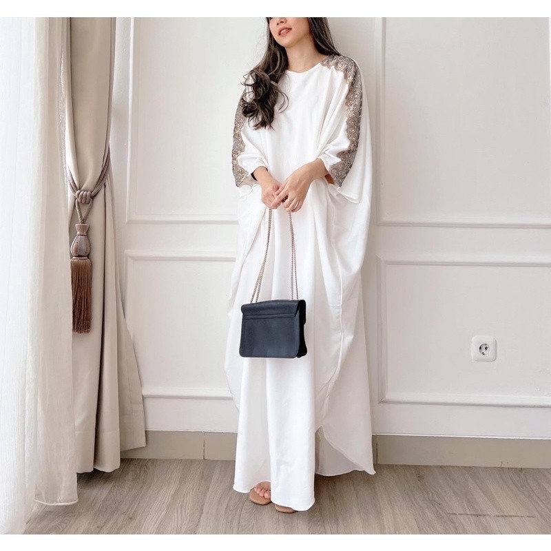 Kaftan Wanita Simple Kafttan Mewah t Outer Brokat Kekinian Pakaian Hijab 1 Set Kahftan Renda Baju Mu