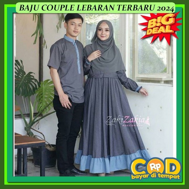 Gamis Couple Pasangan Kekinian Games Wanita Muslim Terbaru Mewah Gamid Psangan Remaja Viral Baju Cou