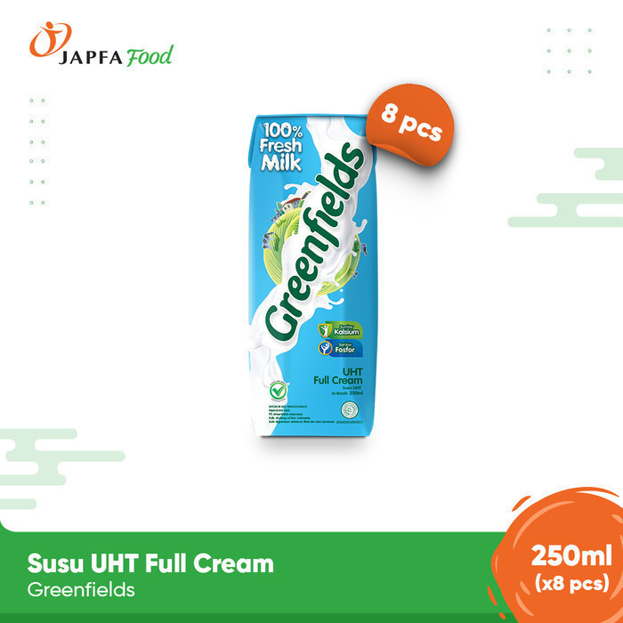 

Greenfields Susu UHT Full Cream 250 ml - isi 8 pcs -100% Fresh Milk dari Greenfields Farm