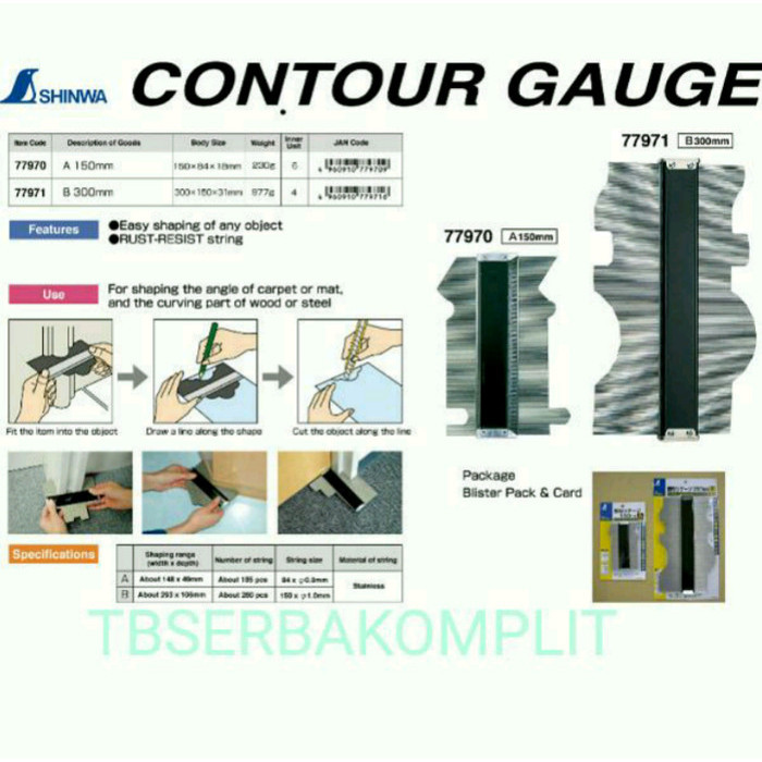 

Contour Gauge Gage Mal Bentuk Sudut Shinwa Jepang 77970 150Mm 150 Mm