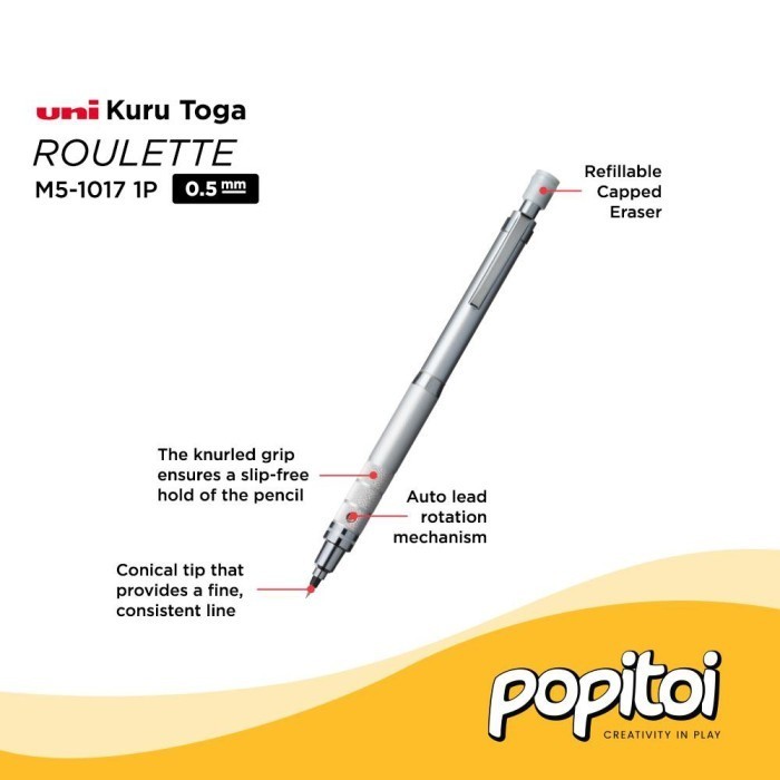 

Uni Kuru Toga Roulette M510171P Mechanical Pencil 0.5 Mm Kurutoga