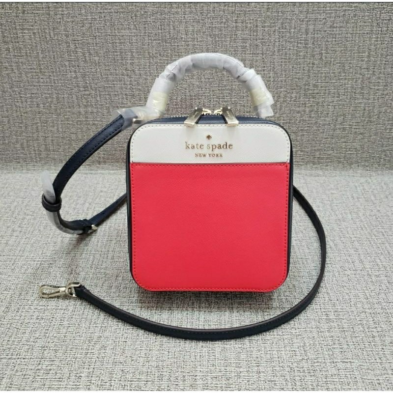 Ready ks Daisy colorblock vanity crossbody. Red multi. 14x15.5x6cm