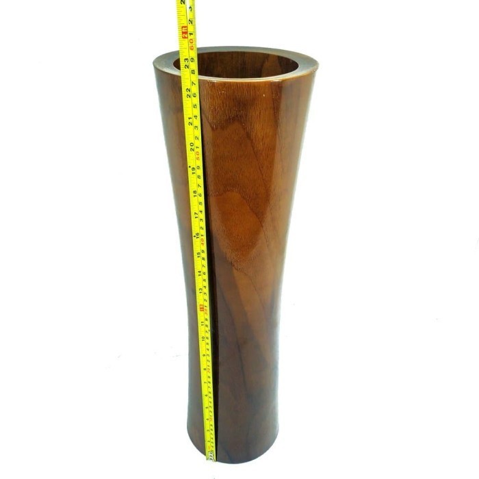 Guci Vas Bunga Hiasan Dekorasi Rumah Ruang Tamu Kayu Jati Unik Antik