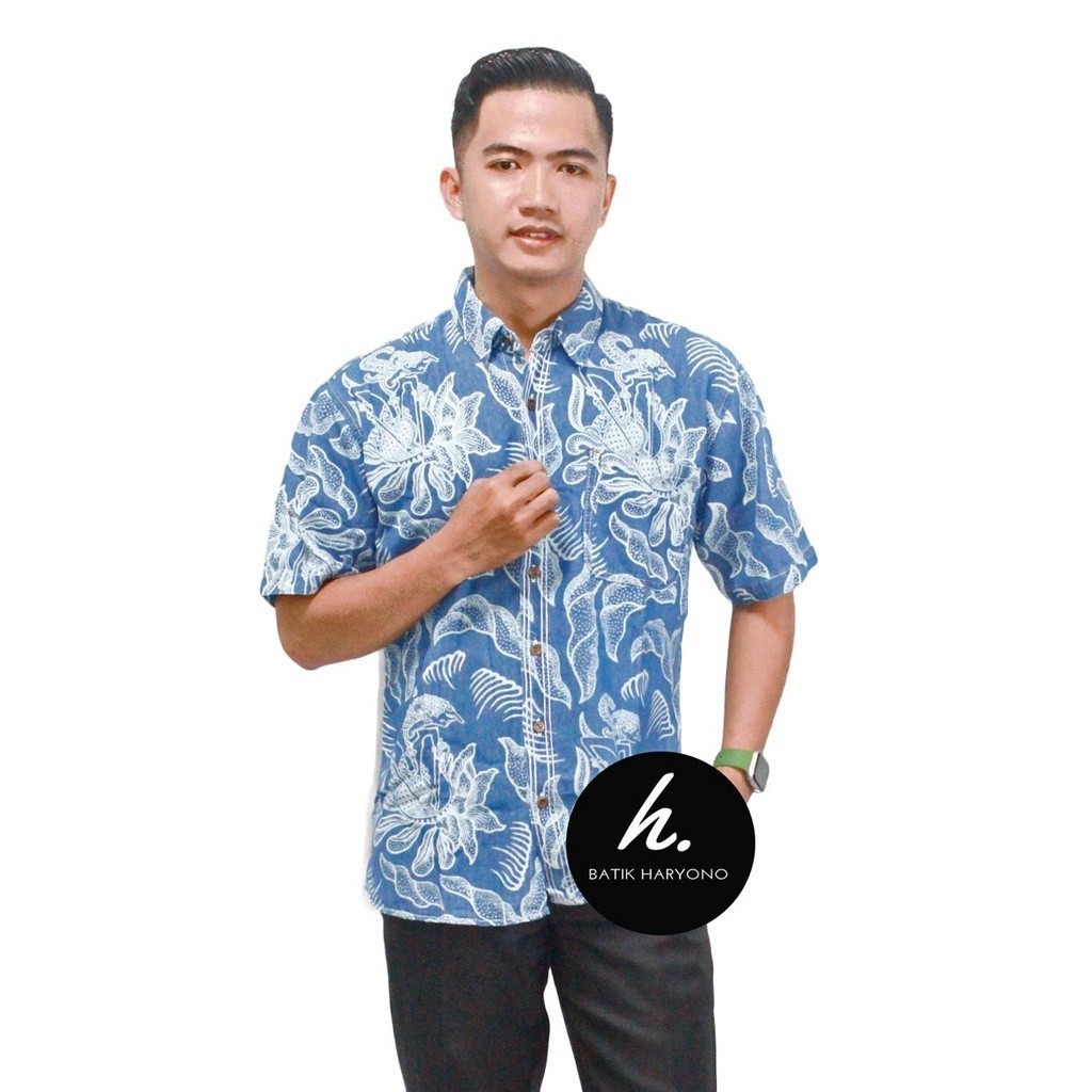 BATIK HARYONO Baju Kemeja Jeans Cowok Dewasa Motif Keren