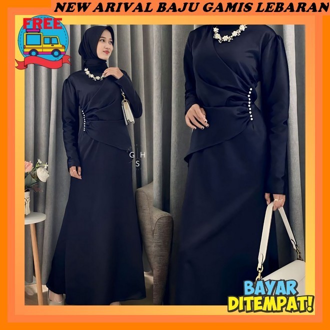 Dress Lebaran Kekinian Terbaru 2024 Rayon Bahan Adem Premium S M L Xl Cringkle Gamis Lebaran 2024 Mo