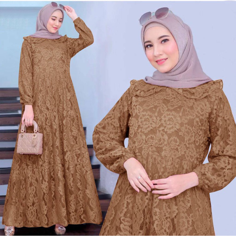 Baju Gamis Wanita Set 2In1 Terbaru 2025 Maxidress Ghamis Putih Busui Istri Games2025 Idul Fitri Dres