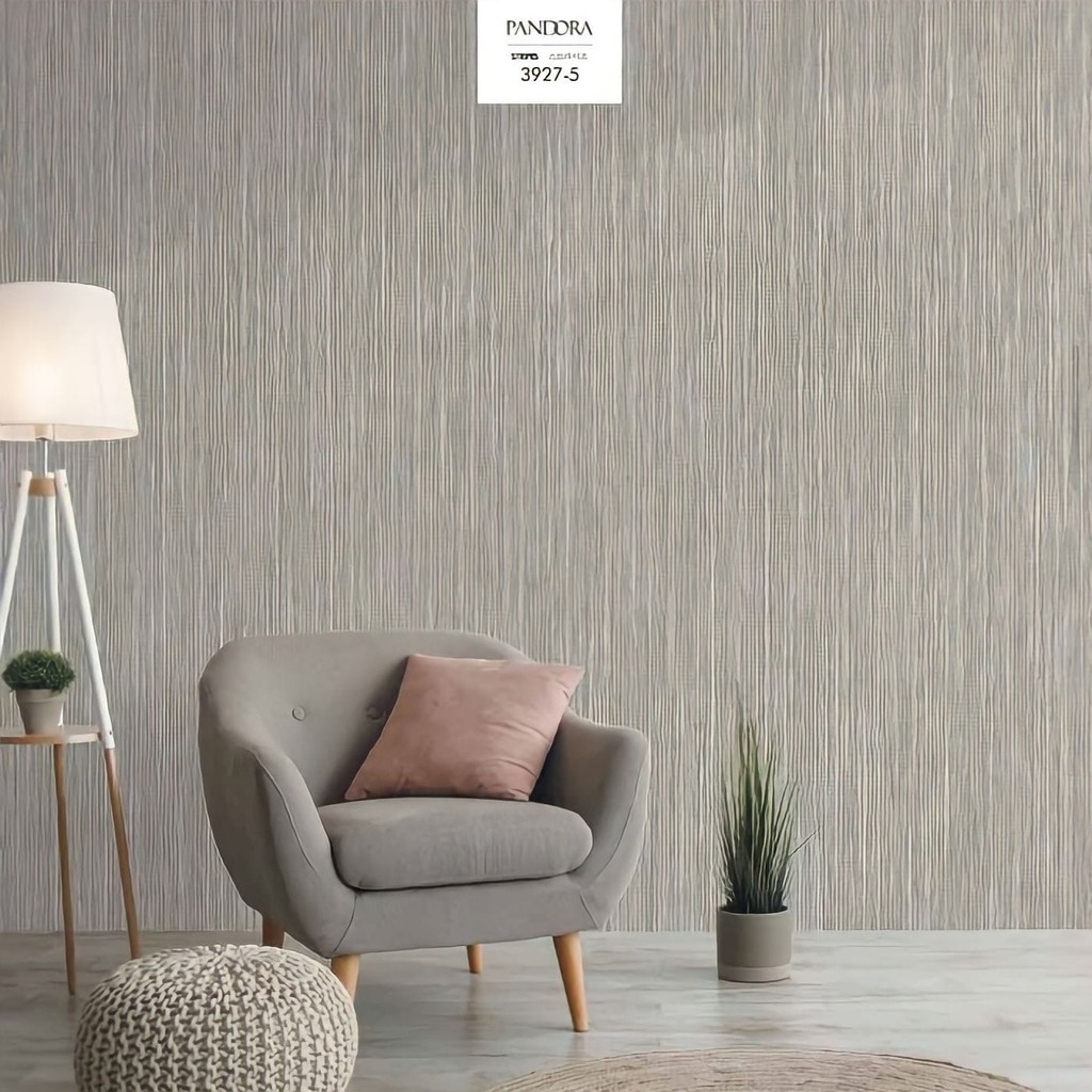 Wallpaper Pandora - Wallpaper Dinding Garis Serat Coklat Putih