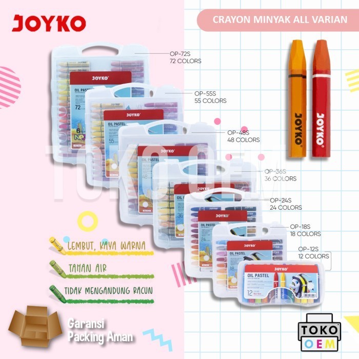 

Unik Joyko Crayon Oil Pastel Krayon Minyak Tahan Air Menggambar Mewarnai Bergaransi