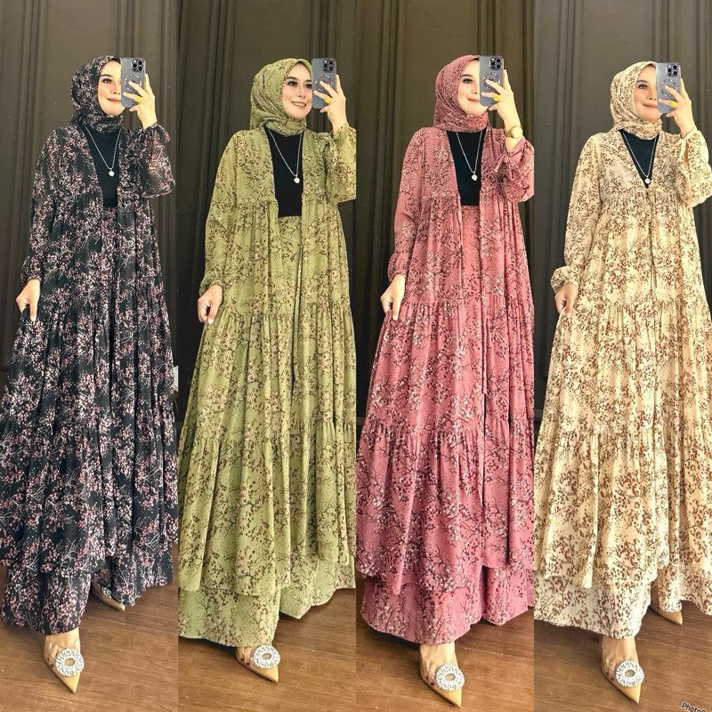 [LOOK STYLISH] SARLITA SET KULOT KALONG 3 IN 1 (outher+kulot+hijab) SETELAN CELANA KALONG, OOTD