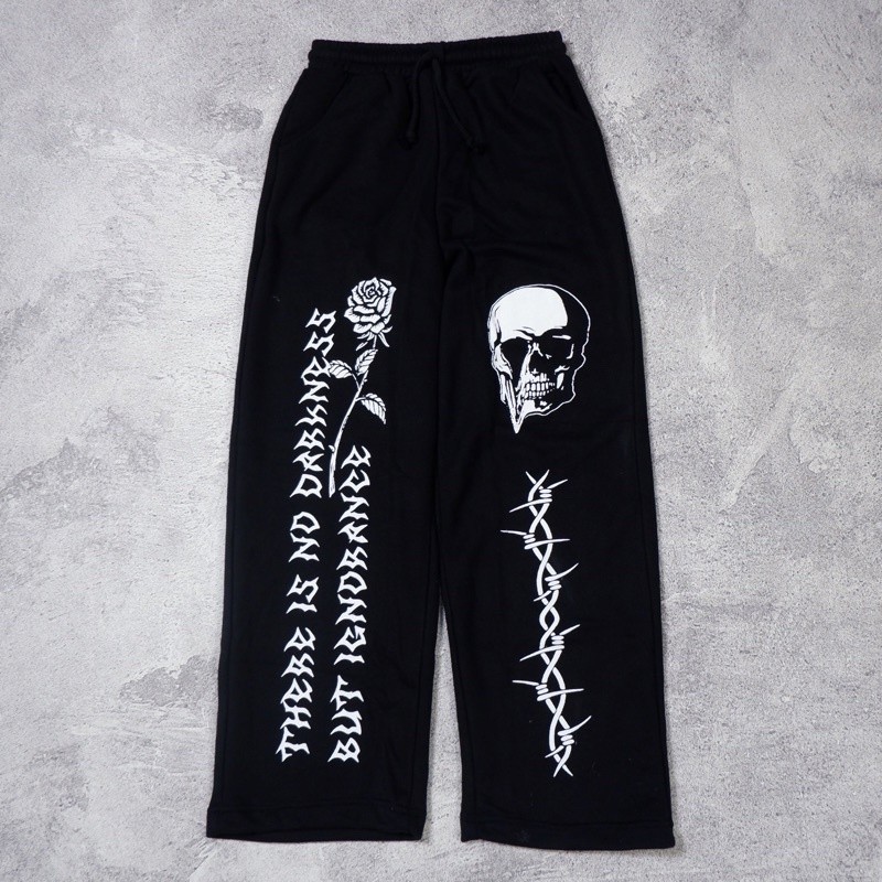 [ONLINE EXCLUSIVE] graphic chino longpants / black pants / sweatpants six66