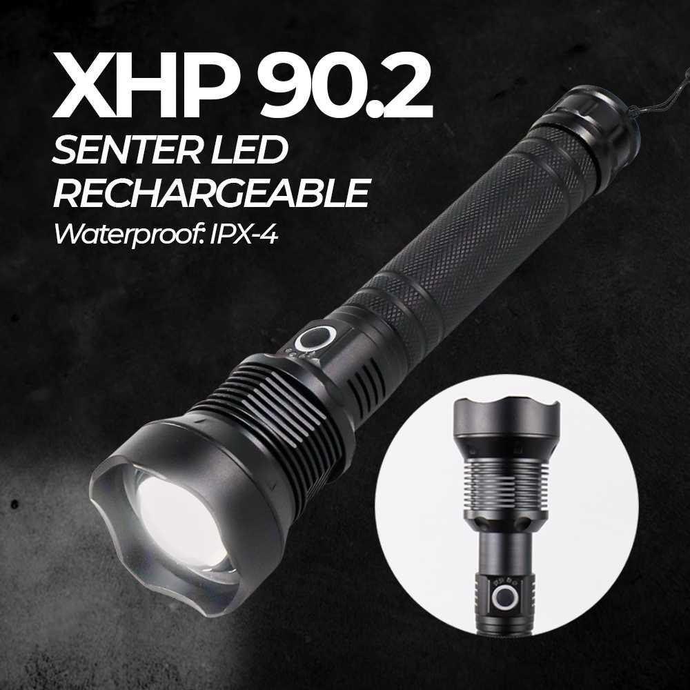 Senter LED Super Terang Flashlight USB Senter Rechargeable XHP90.2 - JHS52