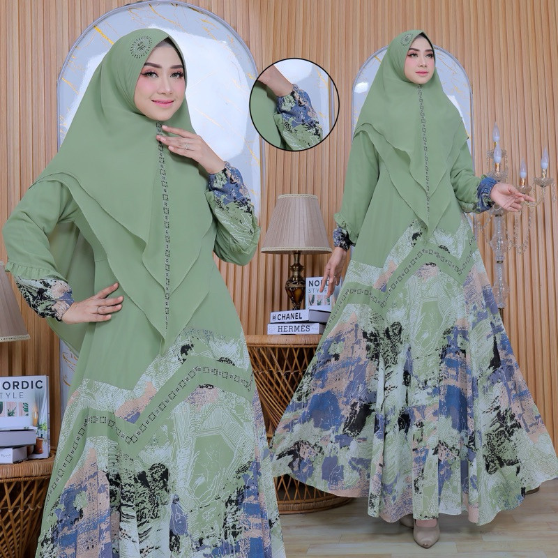 Gamis Wanita Terbaru 2024 Games 3In1 Simpel Maxidress Maxi Brokat Dres Kondangan Busui Dress Lebaran