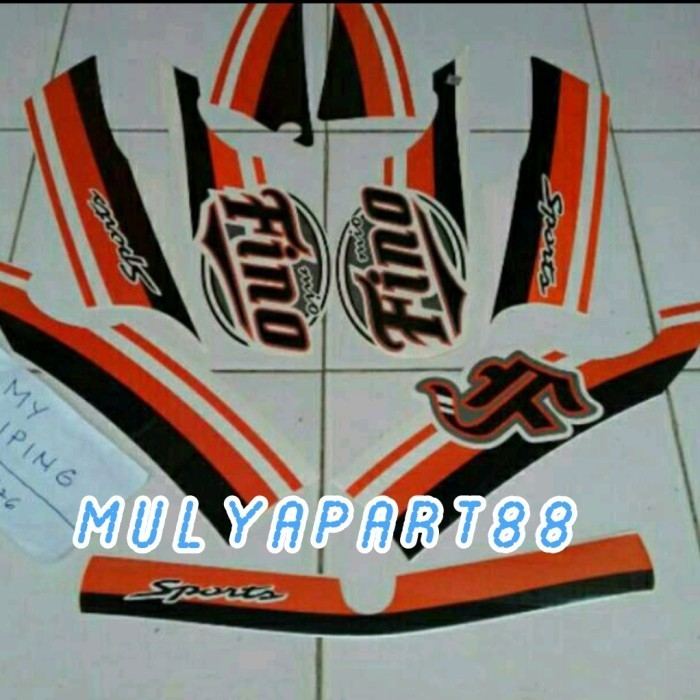 Best Seller Stiker Sticker Motor Fino Sport Warna Putih Orange 2013