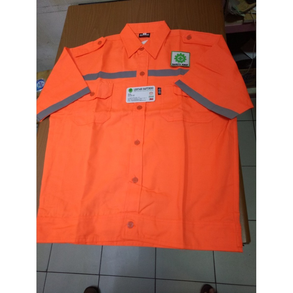 BAJU KERJA SAFETY LENGAN PENDEK LOGO K3