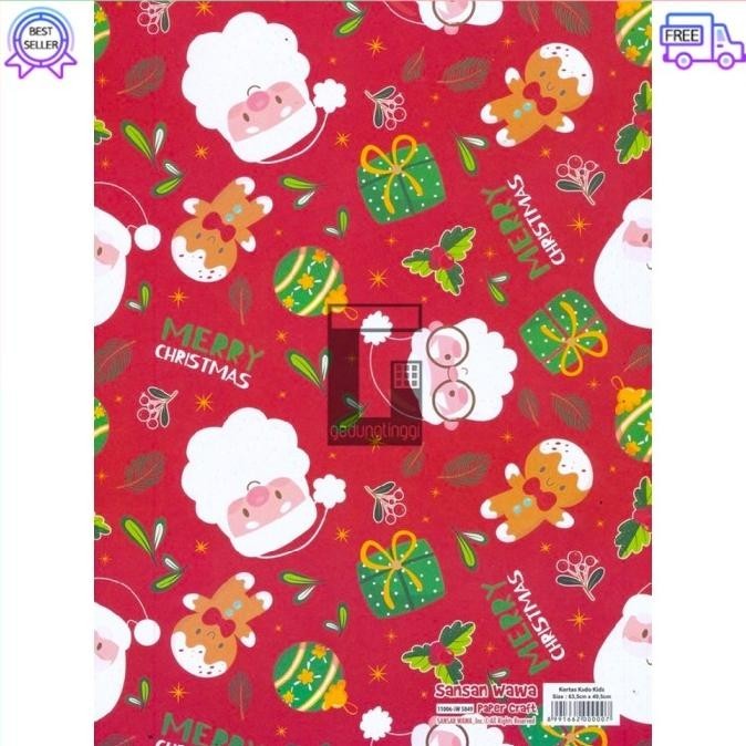 

like new kertas kado natal doff san san wawa minimalis 4 pcs TERLARIS