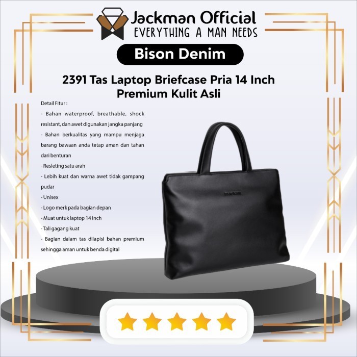 Bison Denim 2391 Tas Laptop Briefcase Pria 14 Inch Kulit