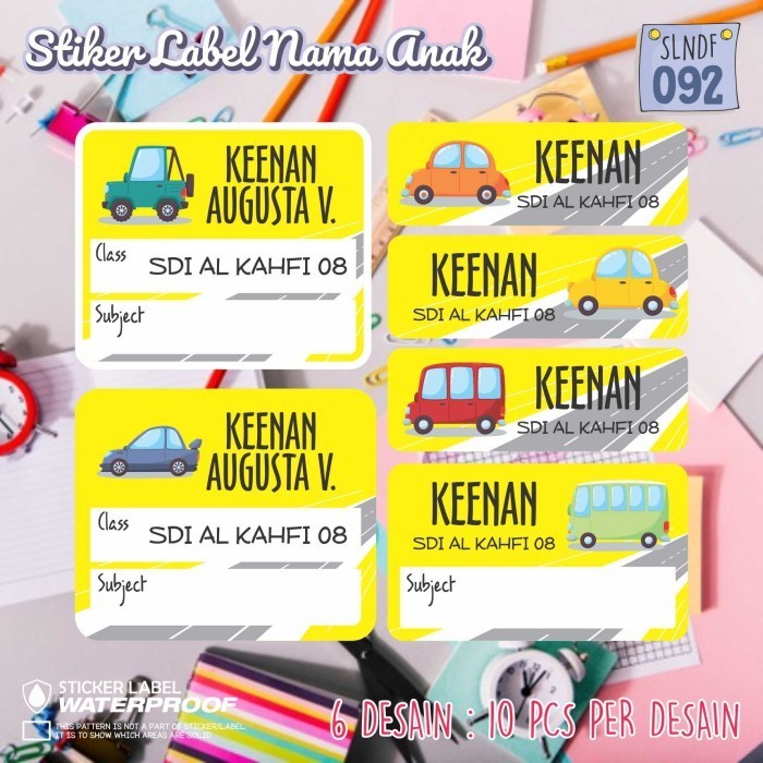 

BARANG TERLARIS stiker label nama anak anti air buku pensil baju sekolah tas SLNDF-092