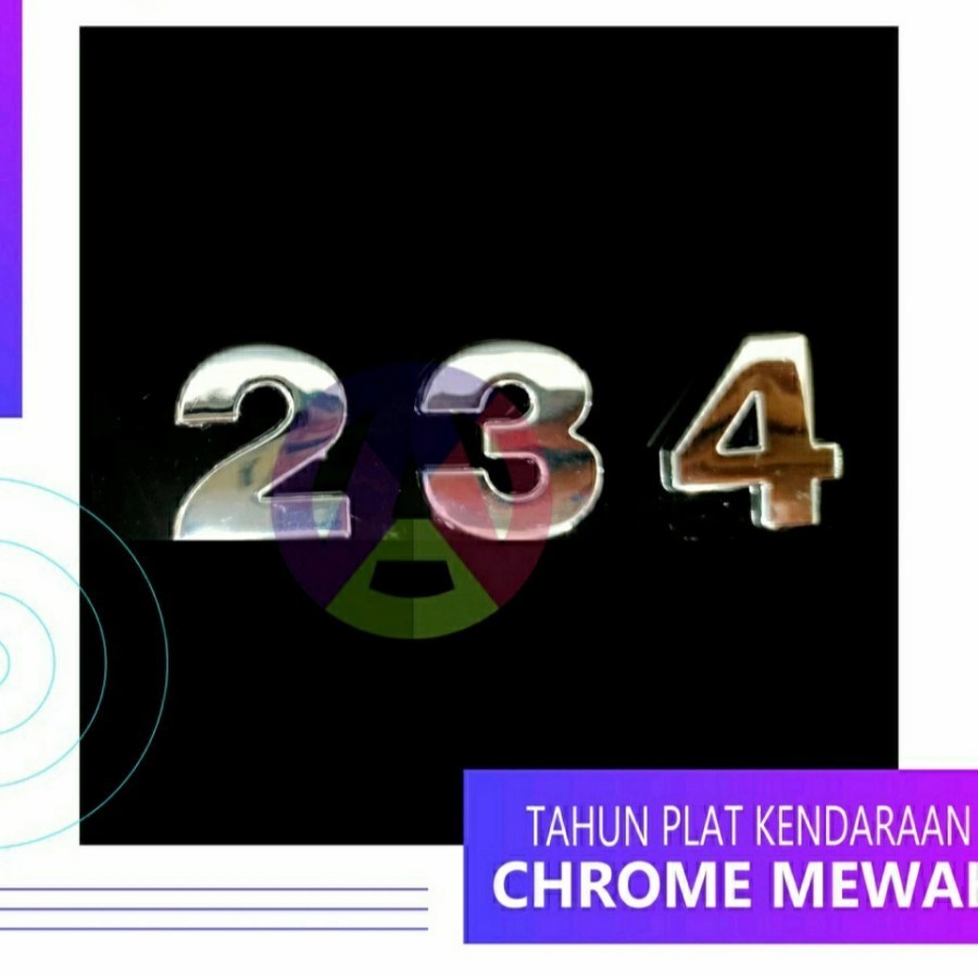 Angka Nomor Tahun Plat Mobil/Chrome 3D Mewah