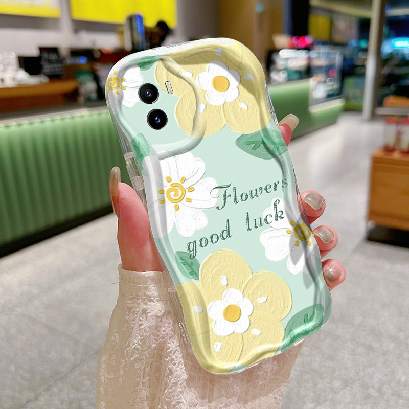 Casing Hp VIVO Y15s Y15a Y01 Y02s Case warna ungu dan bunga kuning Casing ganda Kesing HP pelindung 