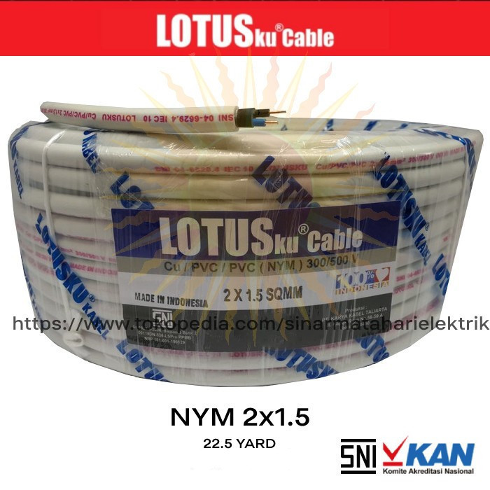 Termurah Kabel Listrik Lotusku Lotus 2X1.5 2X1,5 Nym 22.5 Meter