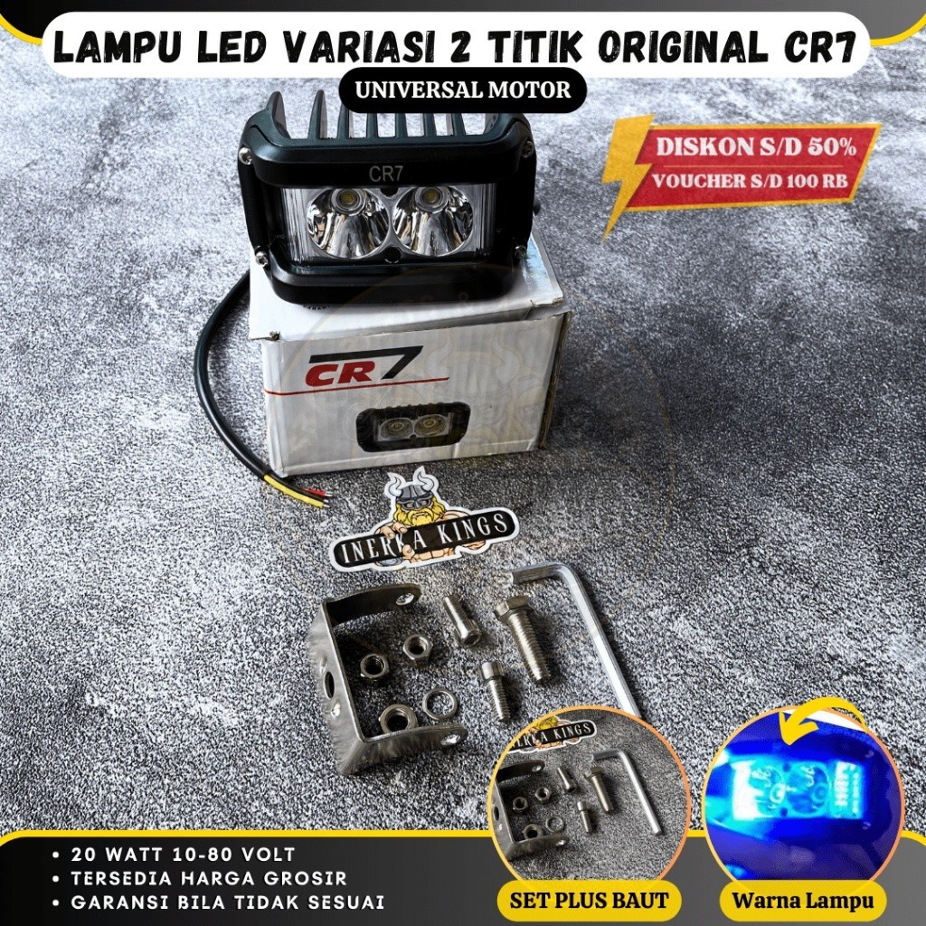 Lampu LED Motor Depan Variasi CR7 2 Titik Warna Biru Import Rx King UNIVERSAL