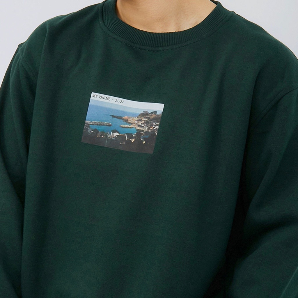 [HEAT IT UP] THE NEWEST M231 Sweater Crewneck Vantage Panjang Hijau Tua 2390B