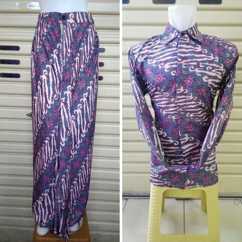 Kheisa - Couple Rok Span & Kemeja Batik - Motif Lereng Ungu