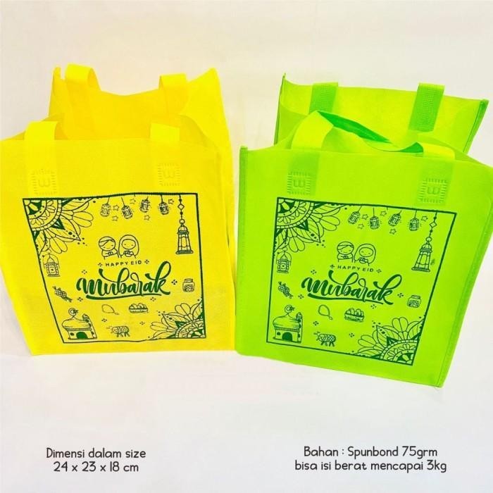 

Tas Spunbond Parcel Lebaran Goodie Bag Hantaran Idul Fitri 24X23X18Cm 009