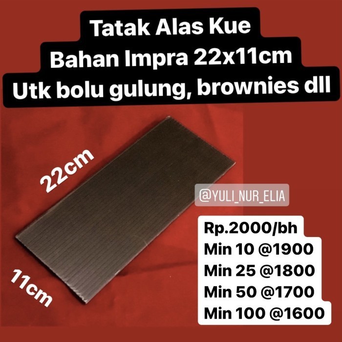 

Tatak Alas Kue Bahan Impra 22X11Cm Utk Lu Gulung, Brownies Dll