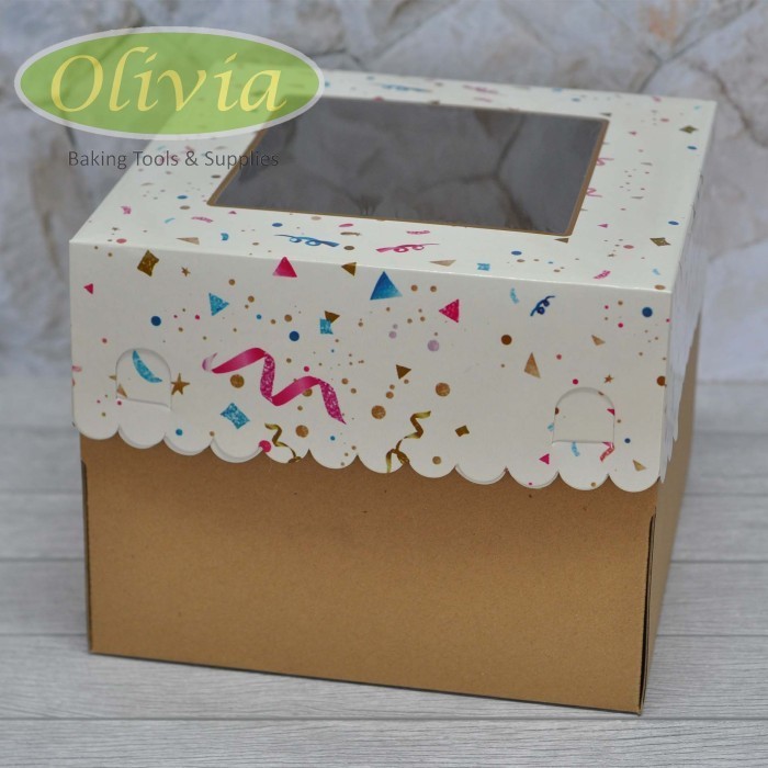 

Dus Kue/ Kue/ Cake Party Motif Bahan Karton Kuat 30X30X20 Cm
