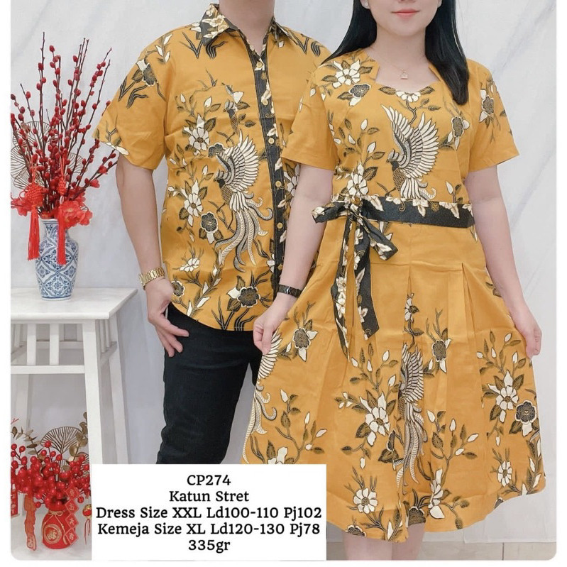 [SPECIAL EDITION] batik couple set kemeja + dress katun stretch premium 2120-566197 bigsize ket foto